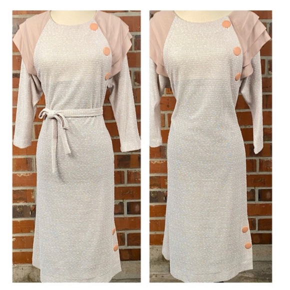 Vintage 1960s Size 12 Woven Knit Sheath Wiggle Dress - Picture 8 of 10